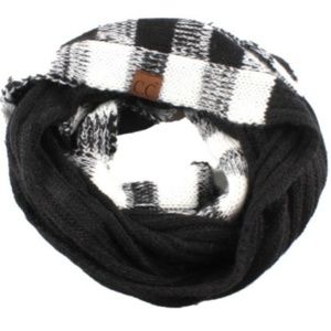 C.C. Infinity Scarf Buffalo Plaid - Black/Ivory